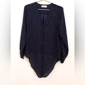 POPSUGAR size large navy blue with white and red polka dots
